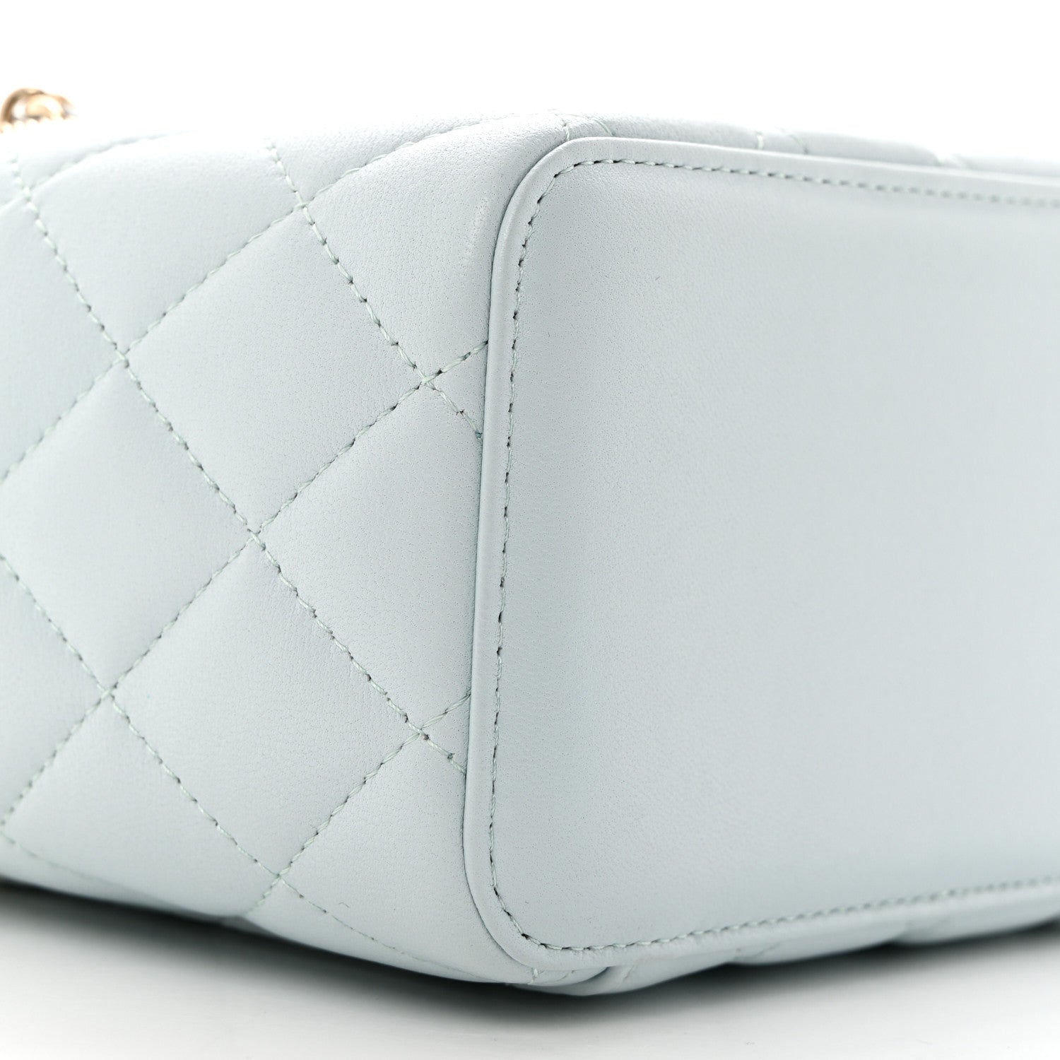 Chanel Lambskin Quilted Small Top Handle Vanity Case With Chain Light Blue 9 of 10