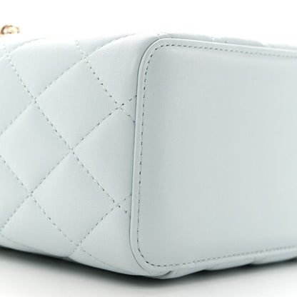 Chanel Lambskin Quilted Small Top Handle Vanity Case With Chain Light Blue 9 of 10
