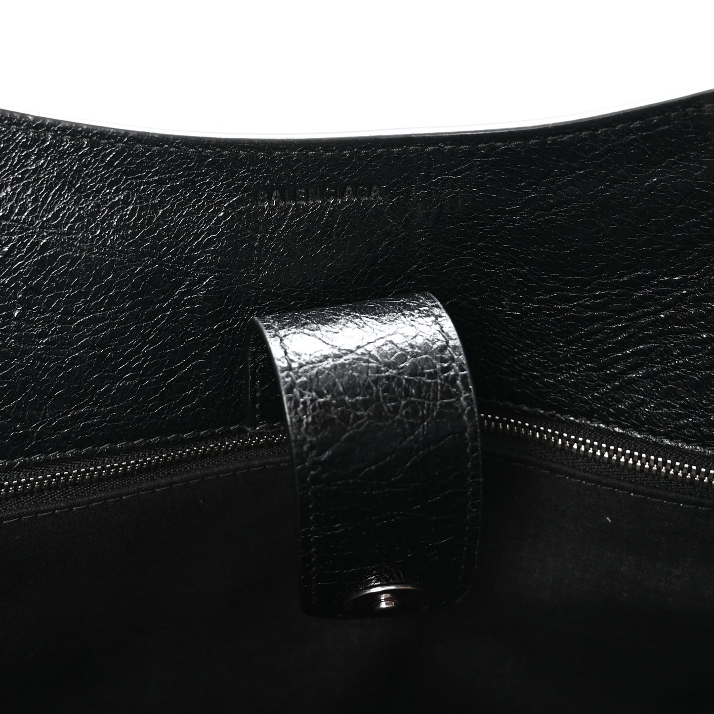 Agneau Arena Neo Classic Silver Hardware Large Upside Down Tote Black