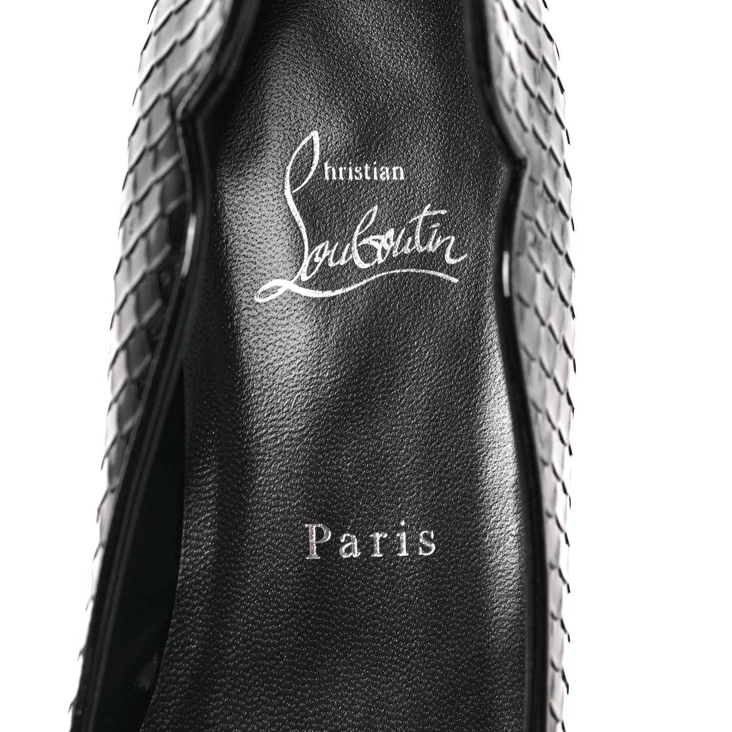 Christian Louboutin Patent Snakeskin Embossed Hot Chickita Flats 37 Black 7 of 7