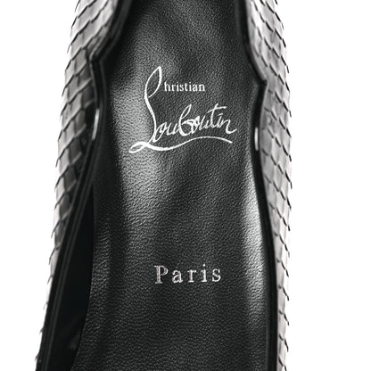 Christian Louboutin Patent Snakeskin Embossed Hot Chickita Flats 37 Black 7 of 7
