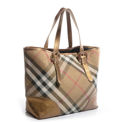 Burberry Shimmer Check Byron Tote Gold 3 of 10