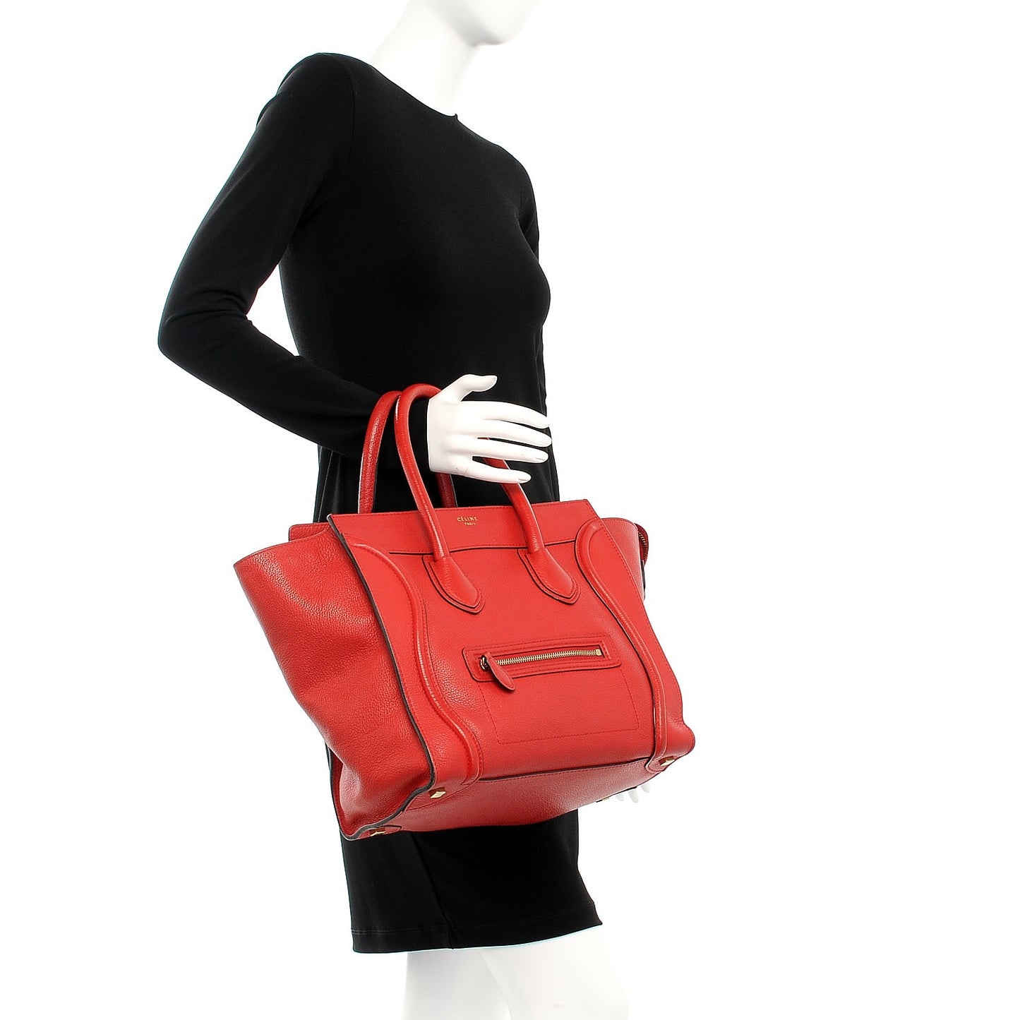 Drummed Calfskin Mini Luggage Coquelicot