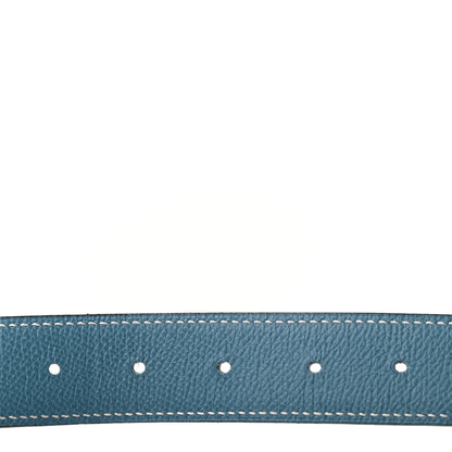 Hermes Epsom Swift 32mm Belt Strap 90 Blue Jean White 6 of 8