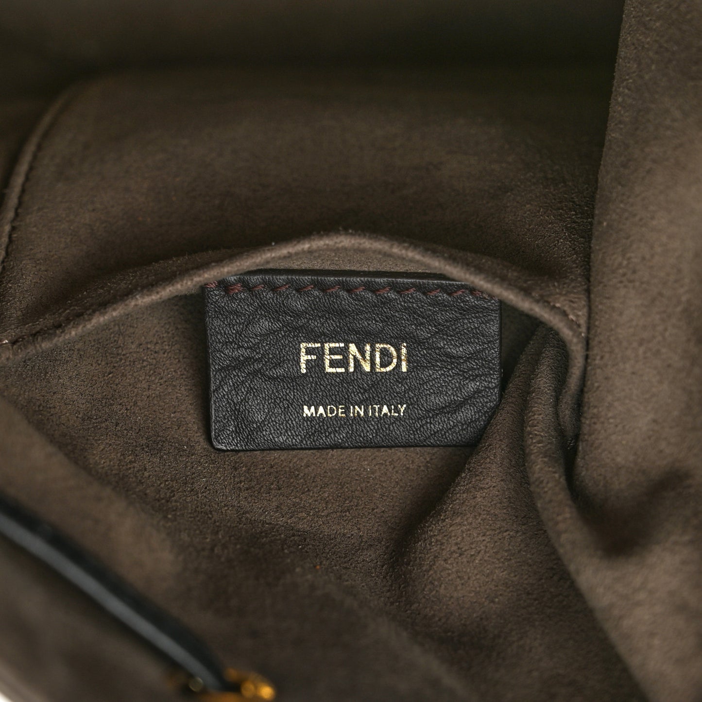 Glazed Fabric Vitello Grace F is Fendi FF 1974 Stamp Patch Grande Mon Tresor Bucket Bag Mogano Panna Black