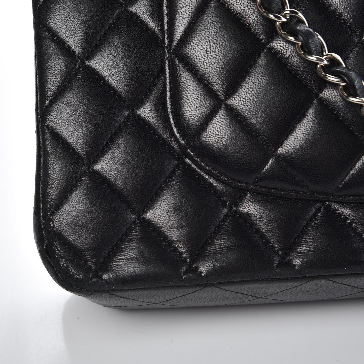 Lambskin Quilted Medium Double Flap Black