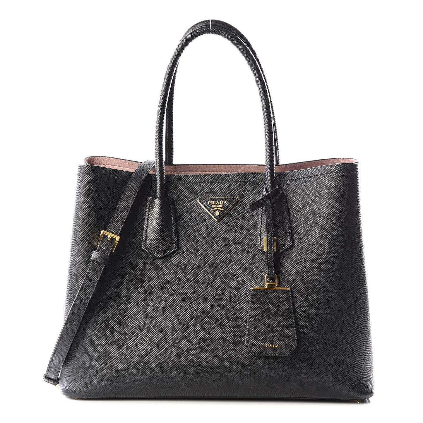 Saffiano Cuir Medium Double Bag Black Mughetto