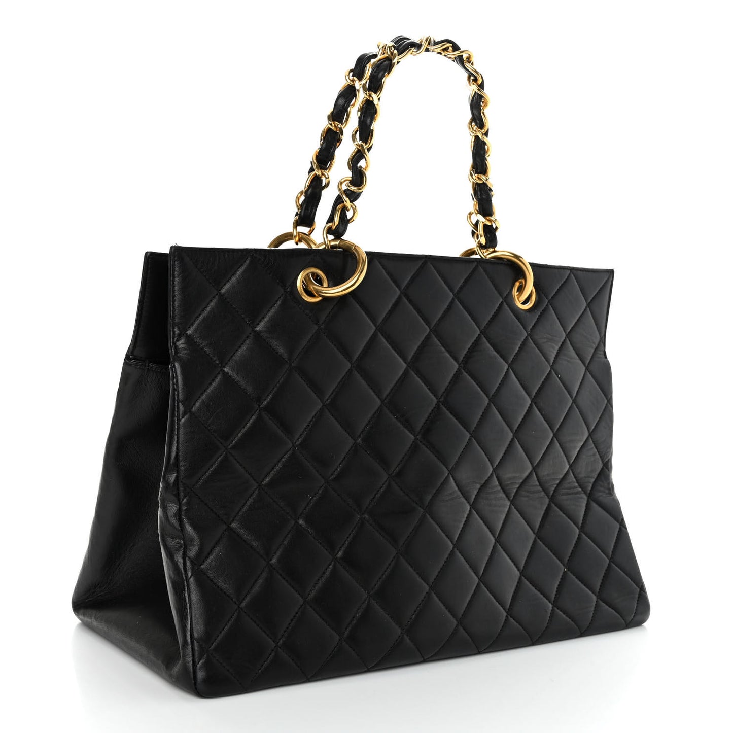 Lambskin Quilted Grand Shopping Tote GST Black