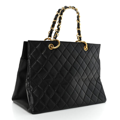 Chanel Lambskin Quilted Grand Shopping Tote GST Black 3 of 10