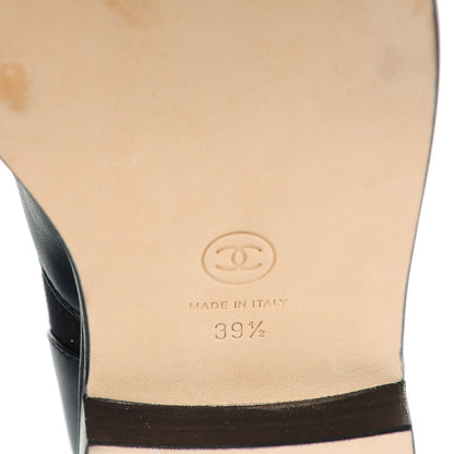 Chanel Lambskin Canvas Short Boots 39.5 Black Navy 7 of 8
