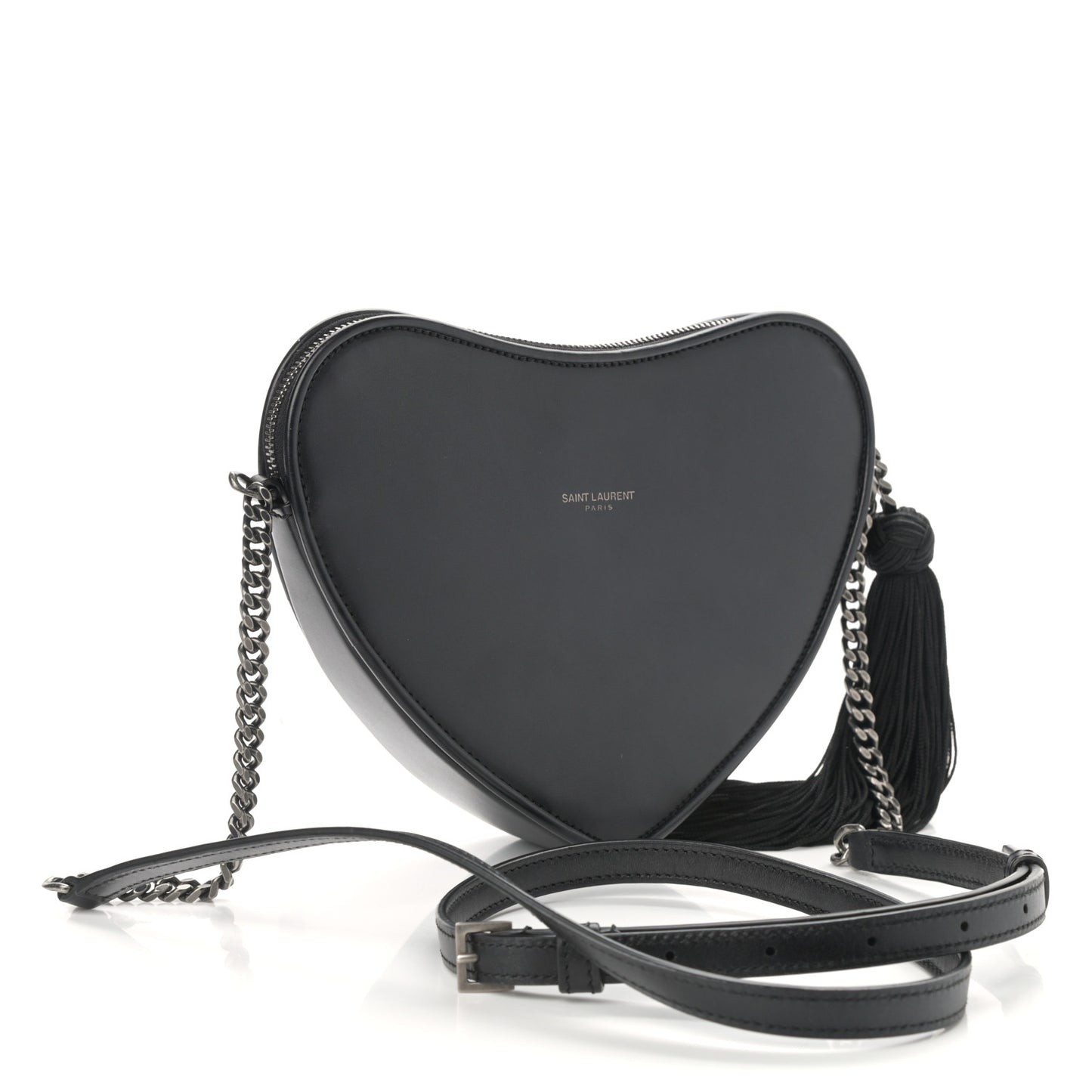 Calfskin Heart Monogram Crossbody Black