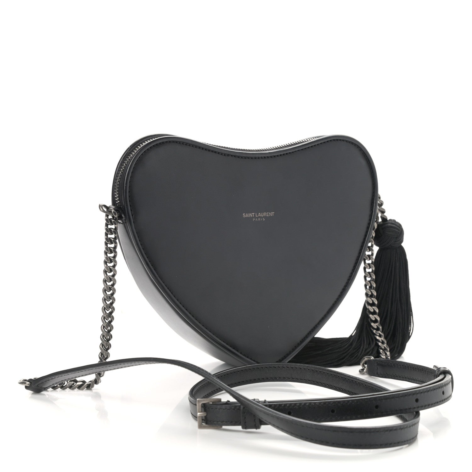 Saint Laurent Calfskin Heart Monogram Crossbody Black 3 of 12