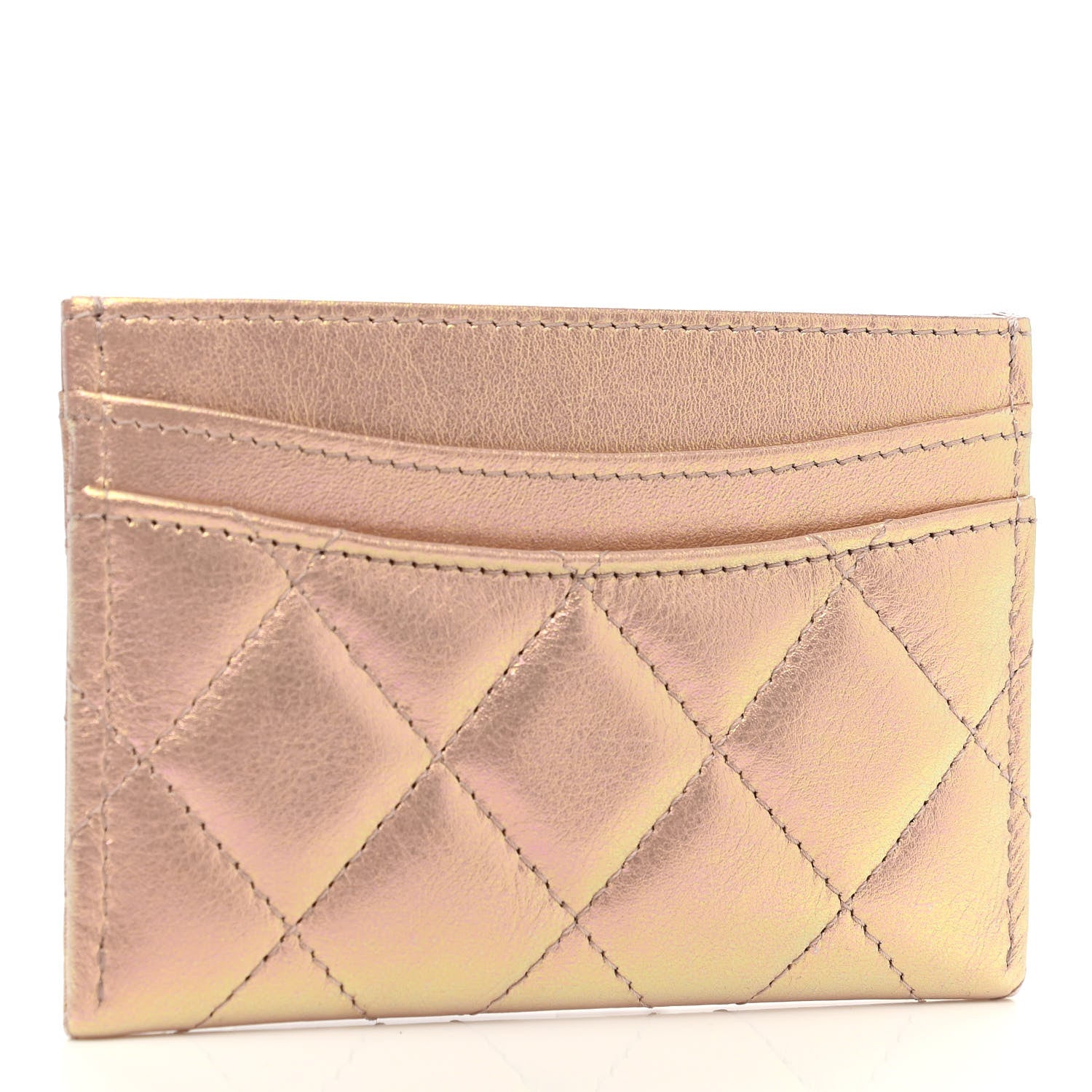 Chanel Iridescent Calfskin Quilted Card Holder Pink 3 of 9