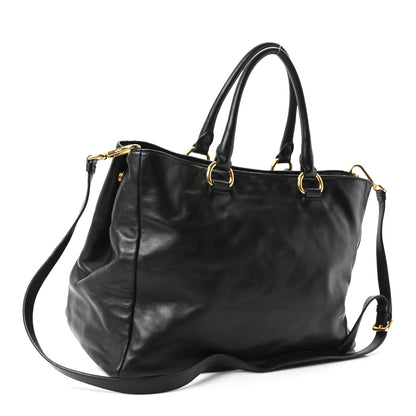 Prada Soft Calf Shopping Tote Black 3 of 10