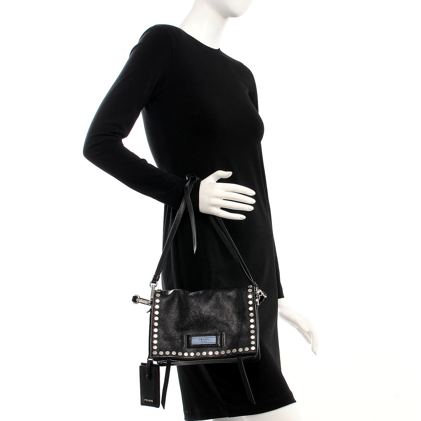 Glace Calf Studded Etiquette Flap Nero Black