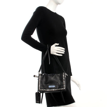 Prada Glace Calf Studded Etiquette Flap Nero Black 3 of 10