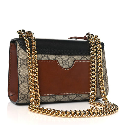Gucci GG Supreme Monogram Calfskin Small Padlock Shoulder Bag Beige Black Cuir 3 of 10