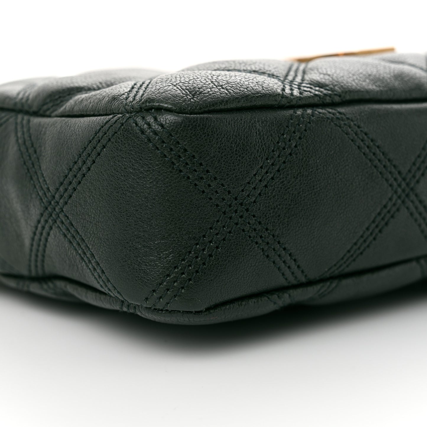Grained Lambskin Quilted Mini Becky Double Zip Bag Dark Green