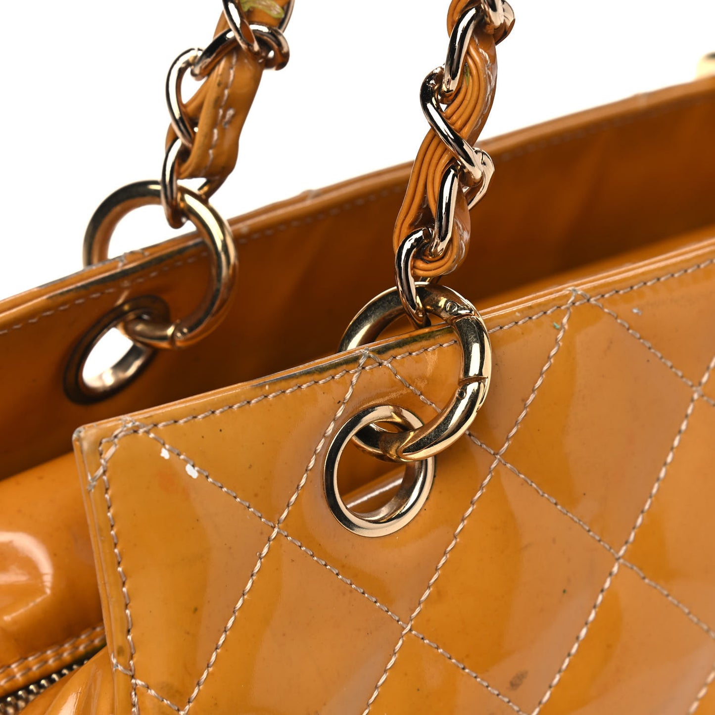 Patent Quilted Petit Timeless Shopping Tote PTT Yellow