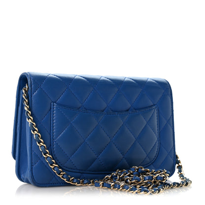 Chanel Lambskin Quilted Wallet On Chain WOC Blue 3 of 14