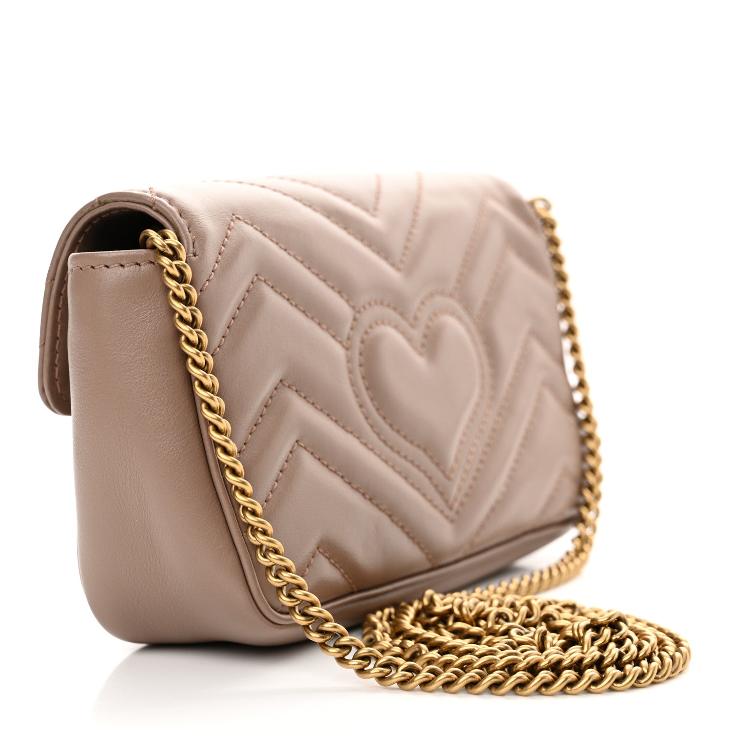 Gucci Calfskin Matelasse Super Mini GG Marmont Shoulder Bag Porcelain Rose 3 of 12