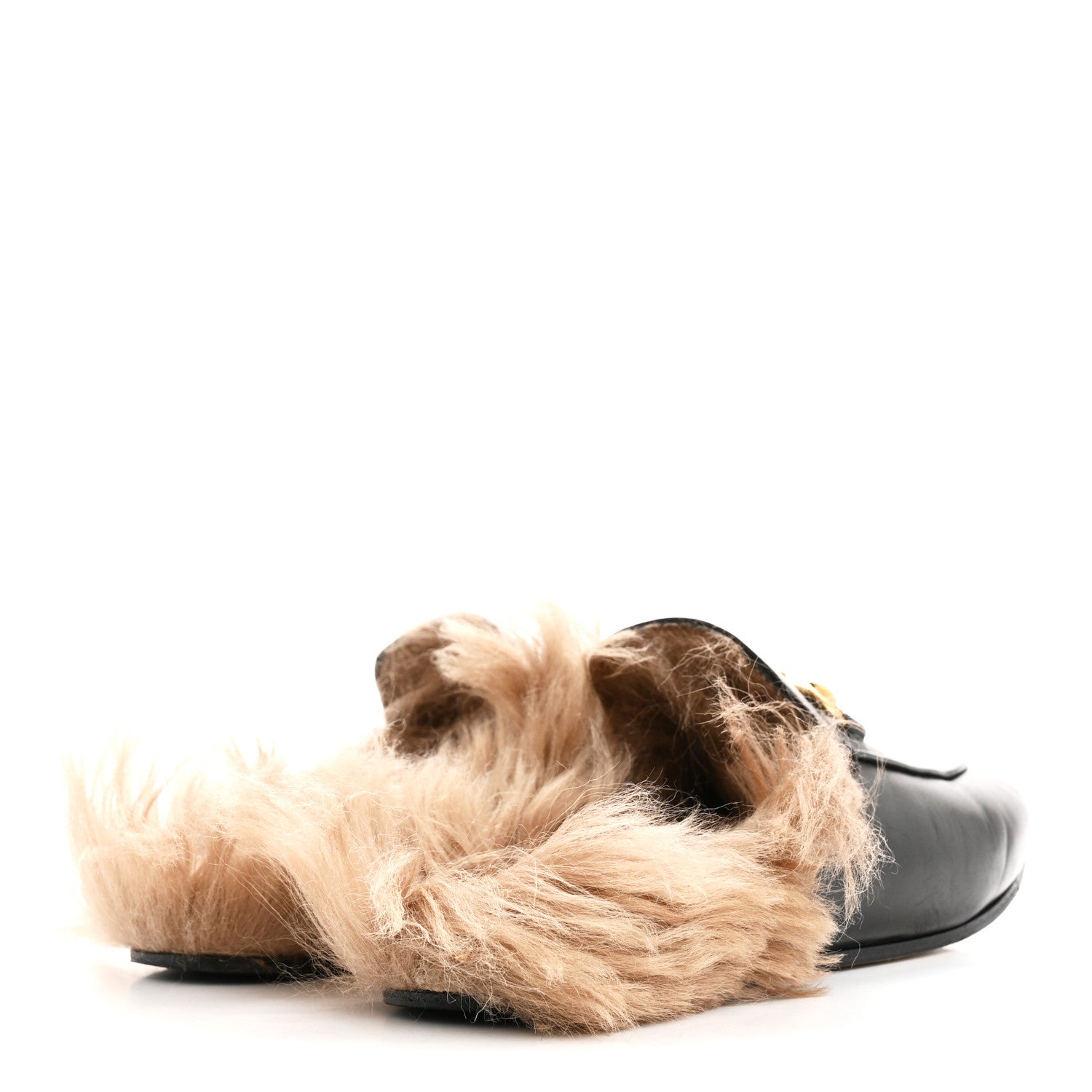 Gucci Calfskin Fur Womens Princetown Slippers 37.5 Black 5 of 10