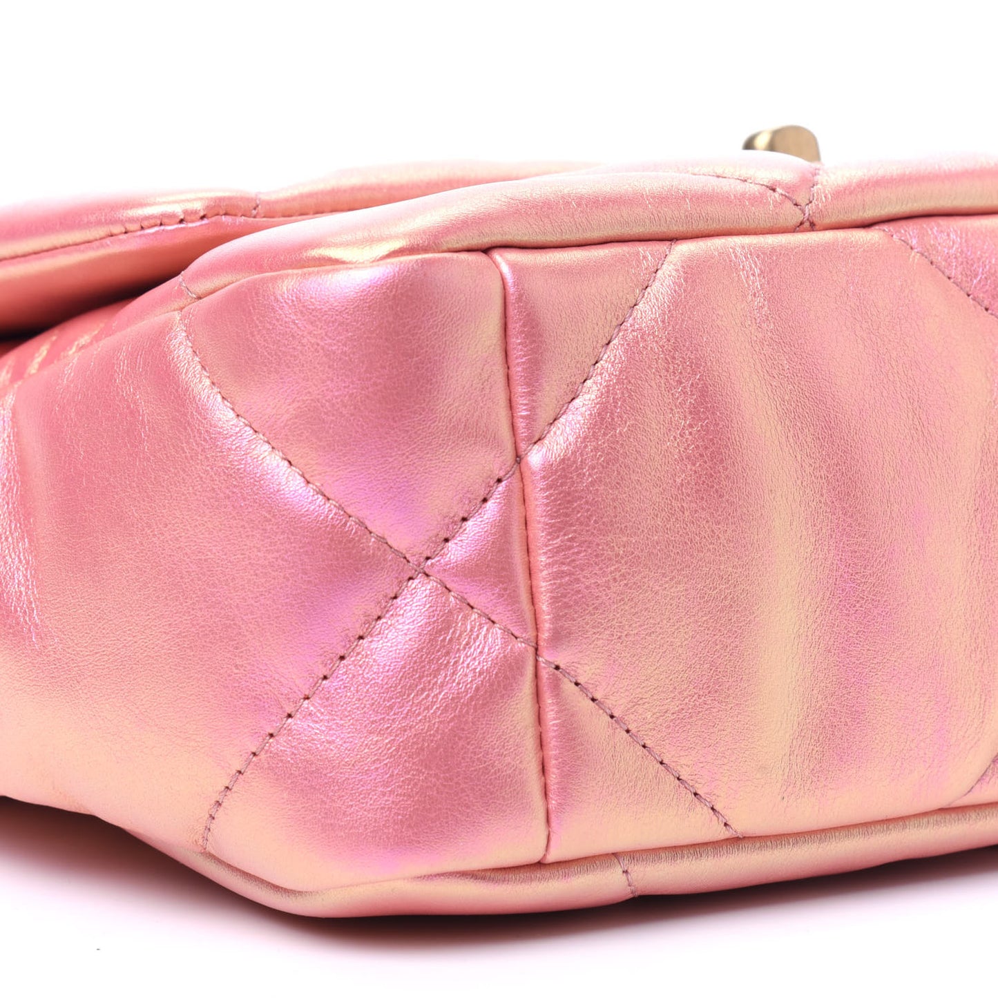 Iridescent Calfskin Quilted Medium Chanel 19 Flap Pink