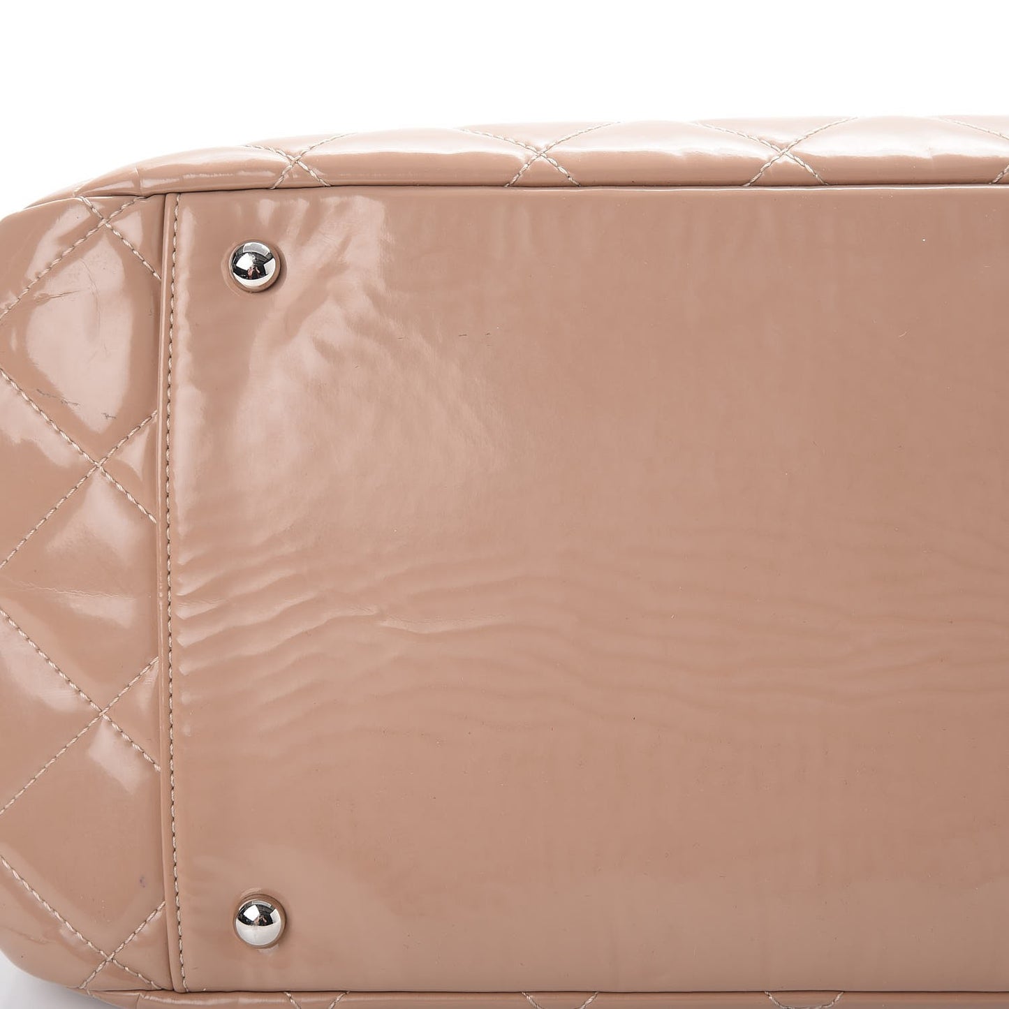 Patent Quilted Accordion Mademoiselle Flap Beige