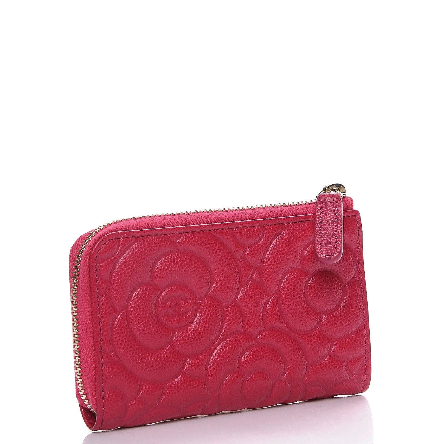 Chanel Caviar Camellia Embossed Key Holder Case Fuchsia 3 of 8