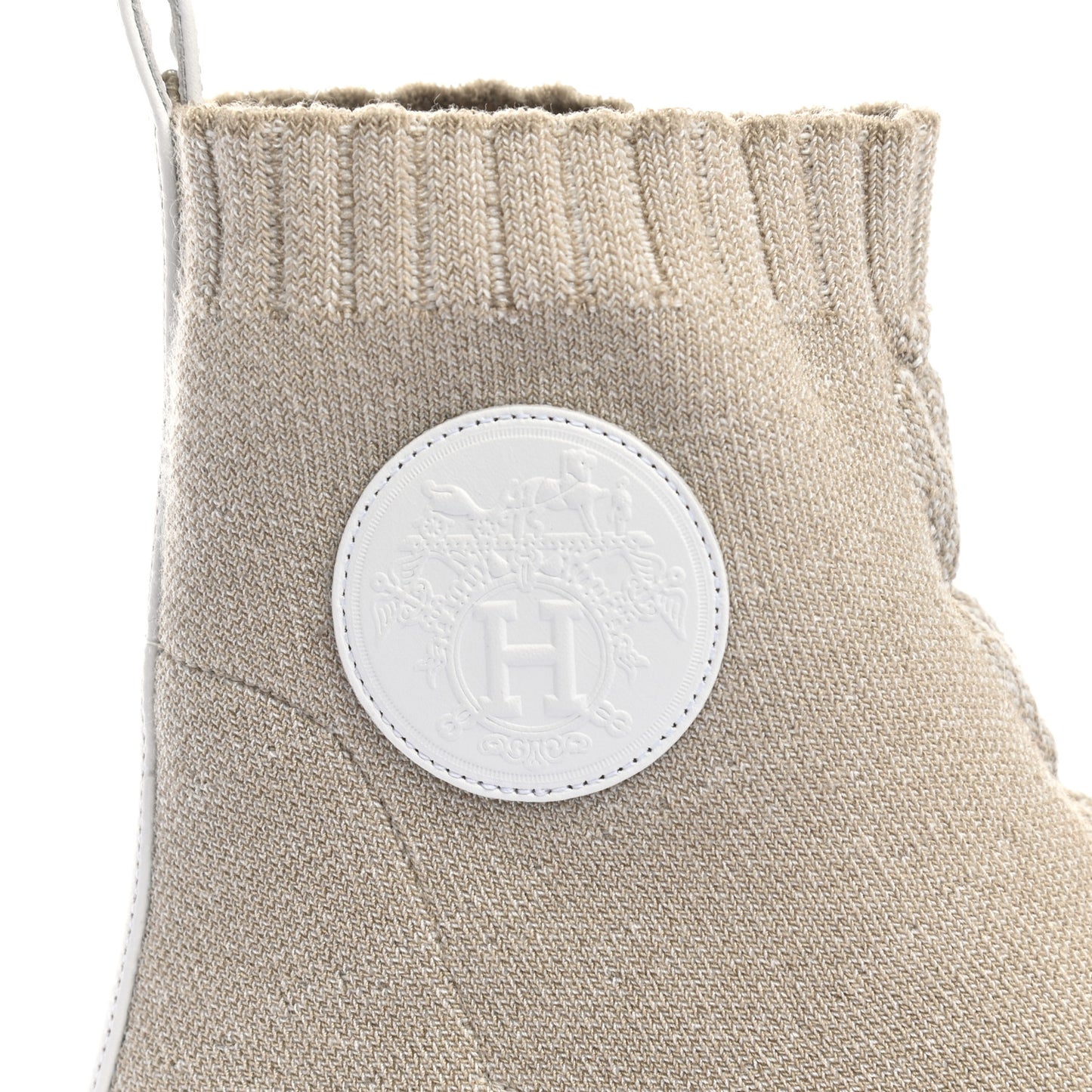 Knit Calfskin Duo Ankle Boots 36.5 Nocciola