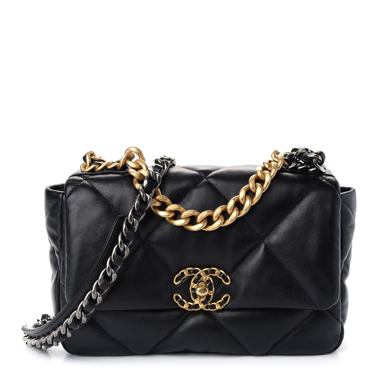 Lambskin Quilted Medium Chanel 19 Flap Black