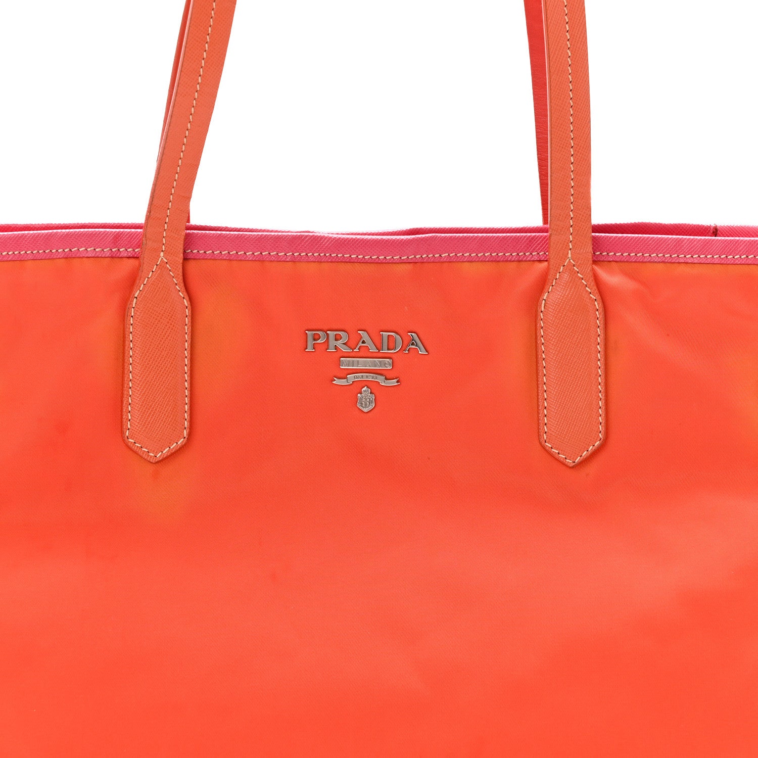 Prada Tessuto Nylon Saffiano Tote Papaya Ibisco 9 of 13