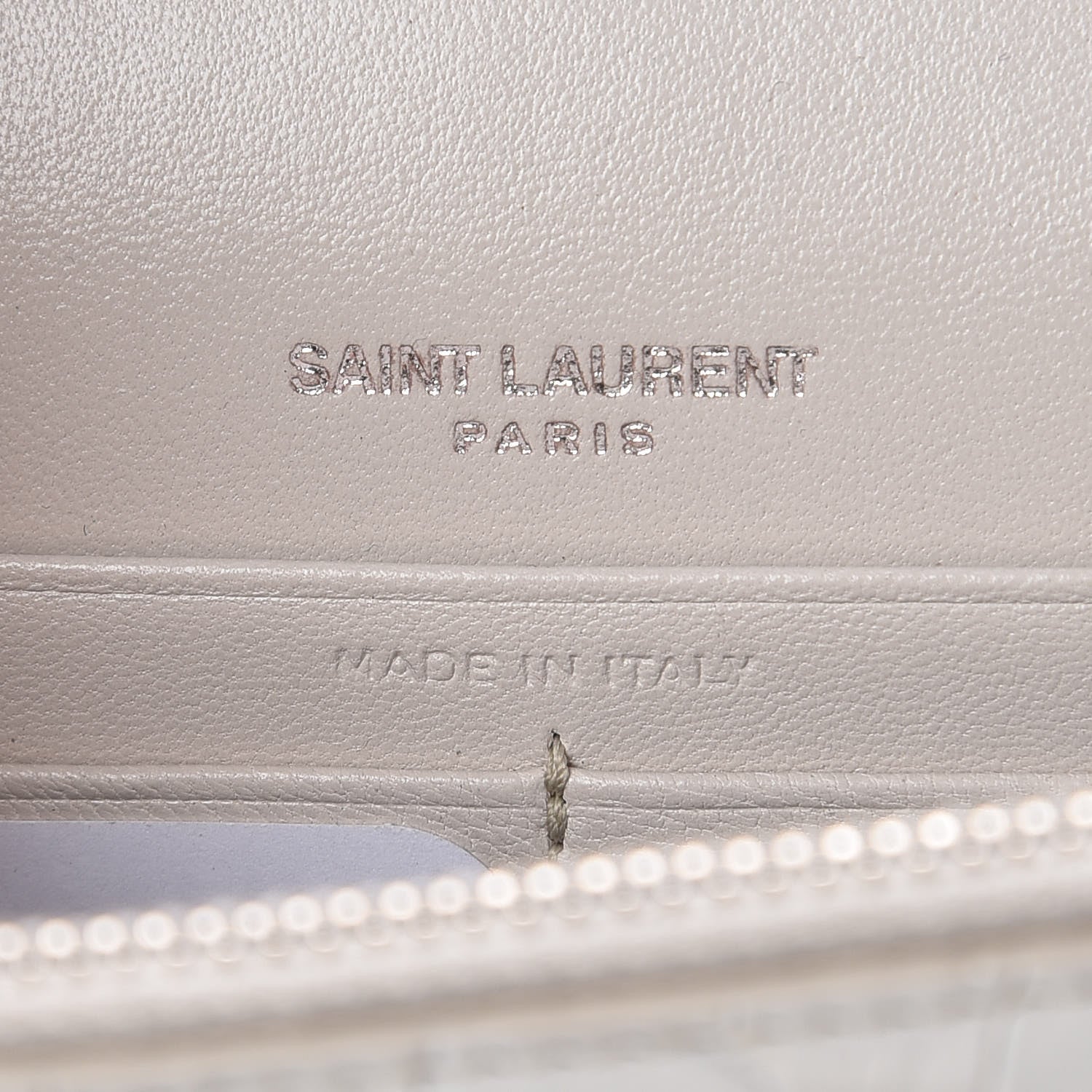 Saint Laurent Calfskin Crocodile Embossed Kate Monogram Tassel Chain Wallet Cremasoft 7 of 9