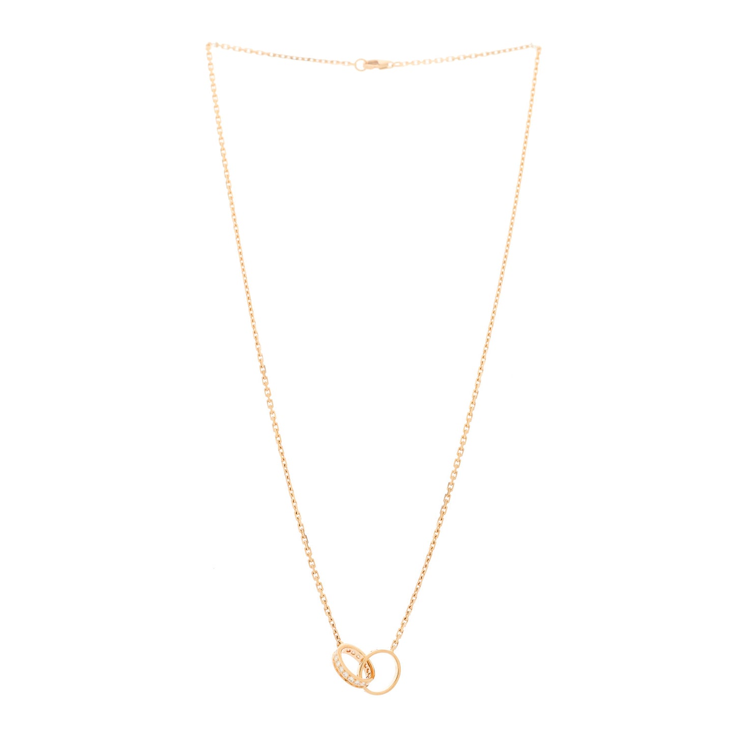 18K Pink Gold Diamond Interlocking LOVE Necklace