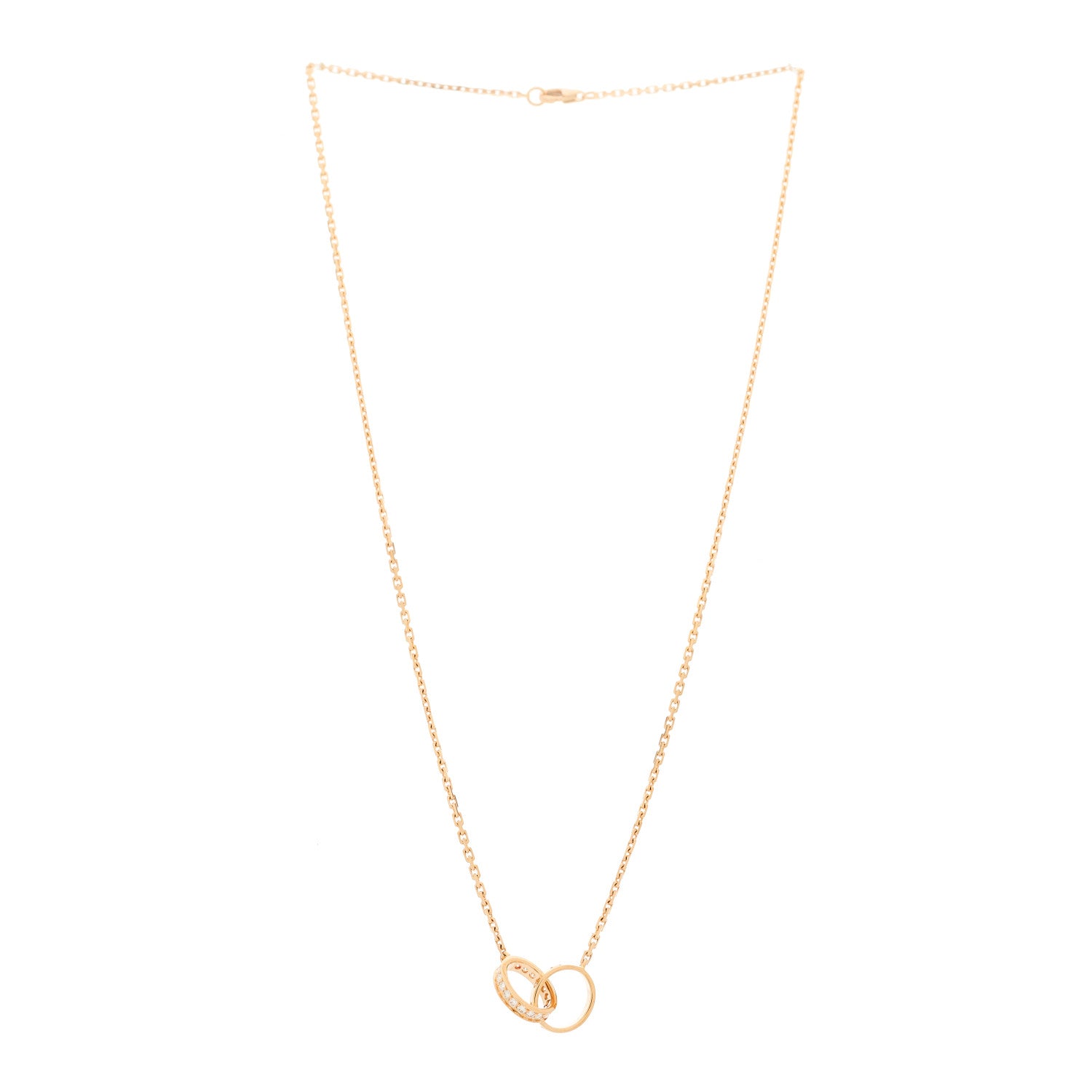 Cartier 18K Pink Gold Diamond Interlocking LOVE Necklace 3 of 8