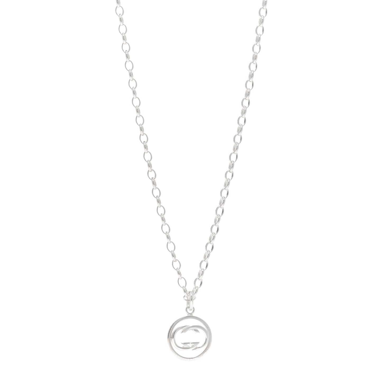 Sterling Silver Interlocking Circle GG Pendant Necklace