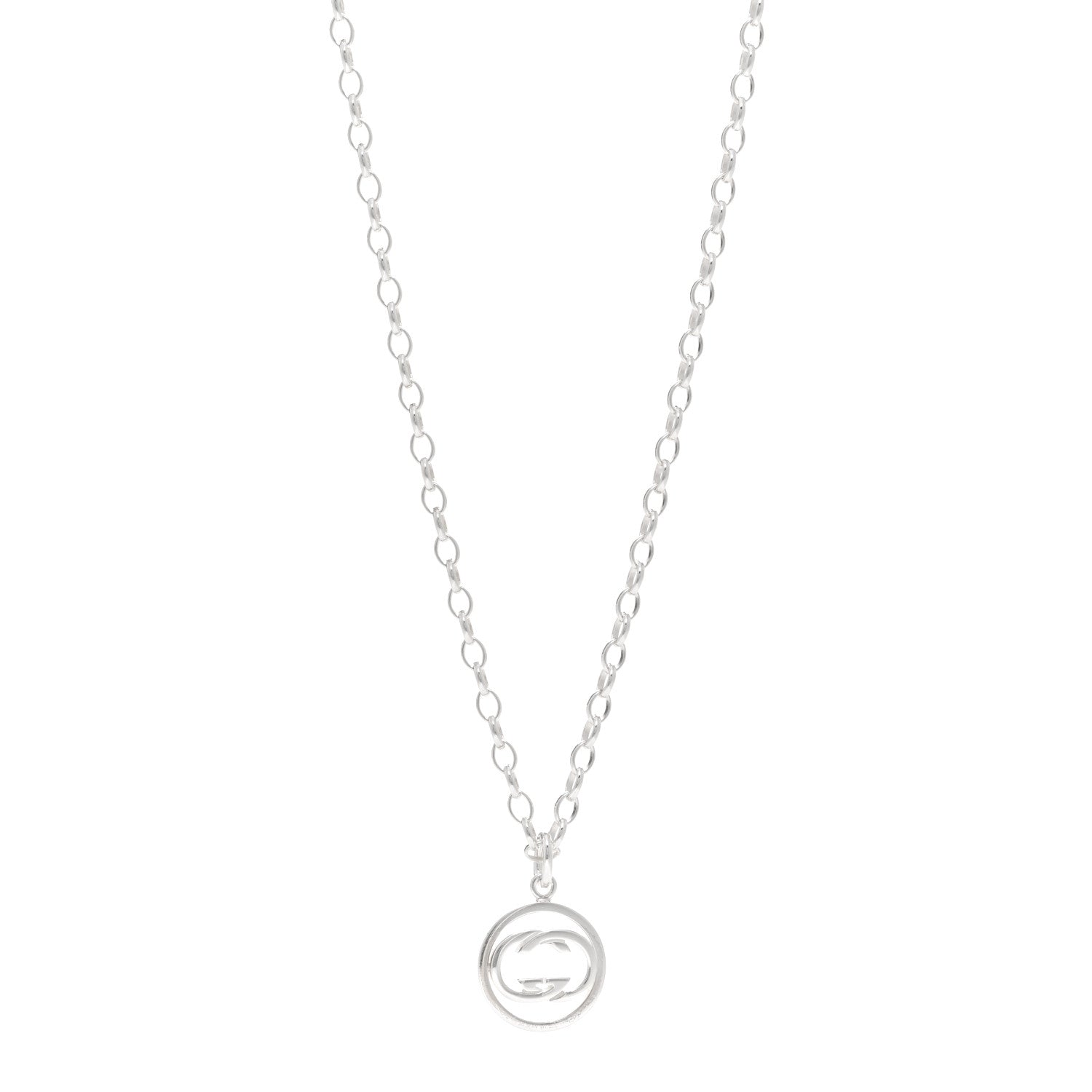 Gucci Sterling Silver Interlocking Circle GG Pendant Necklace 1 of 4