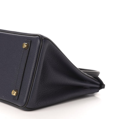 Hermes Togo Horseshoe Birkin 25 Bleu Nuit Black 9 of 12