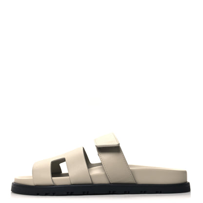 Hermes Calfskin Womens Chypre Sandals 37 Beige Mastic 1 of 9