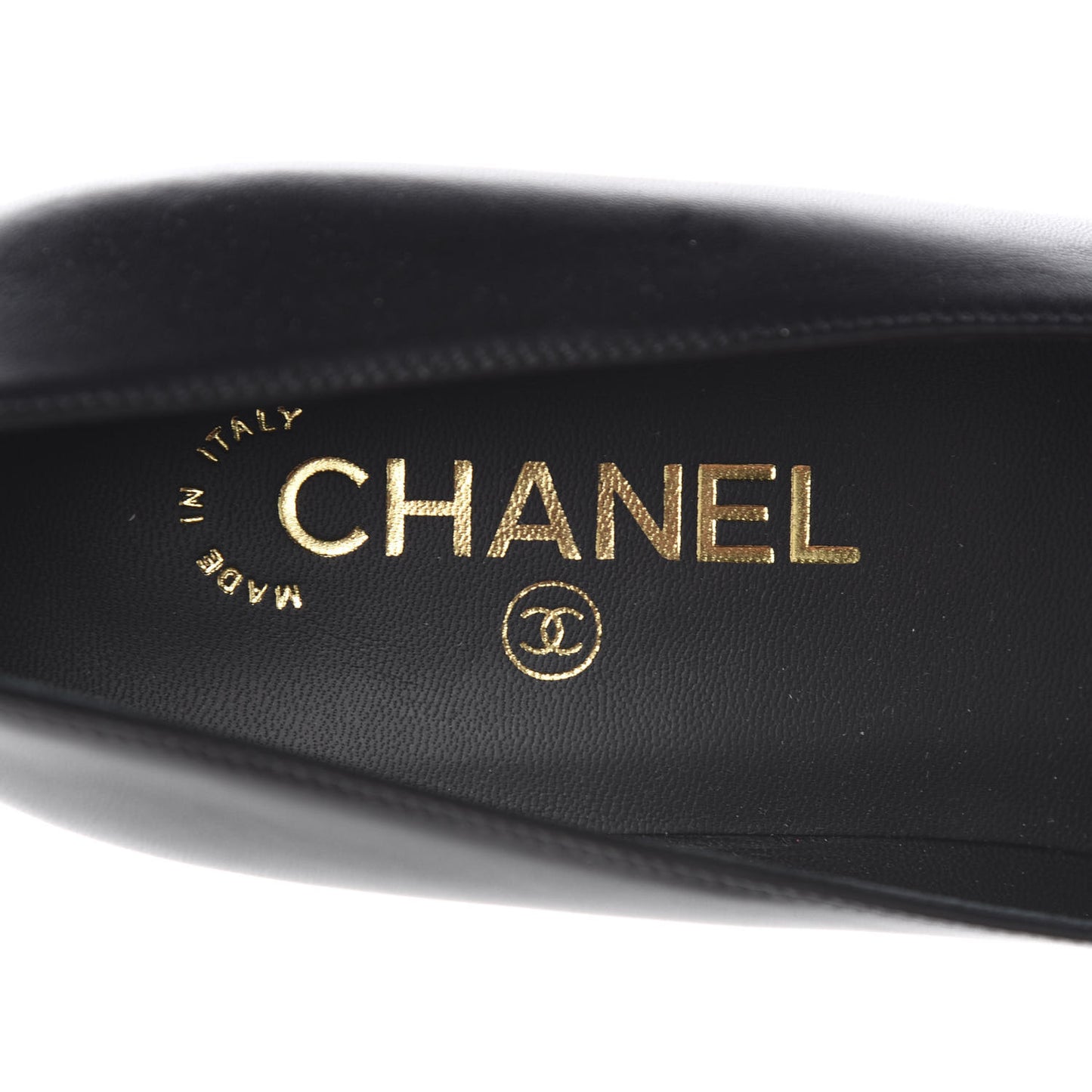 Lambskin Patent Calfskin Cap Toe CC Pumps 38.5 Black