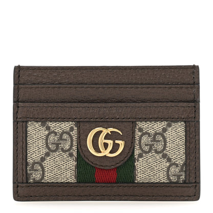Gucci GG Supreme Monogram Textured Dollar Calfskin Ophidia Card Holder Beige Ebony New Acero 1 of 8