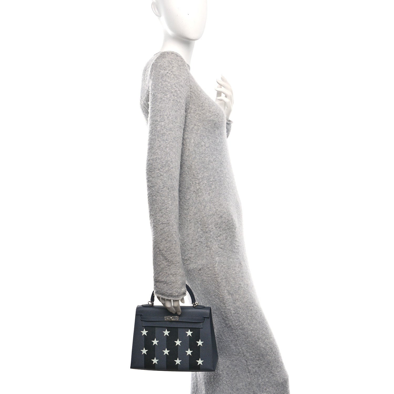 Hermes Epsom Tadelakt Chevre Mysore Casaque Etoilee Kelly Sellier 25 Ardoise Black Vert Peppermint 2 of 10