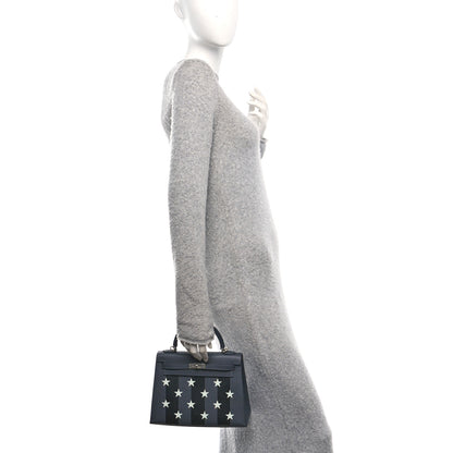 Hermes Epsom Tadelakt Chevre Mysore Casaque Etoilee Kelly Sellier 25 Ardoise Black Vert Peppermint 2 of 10
