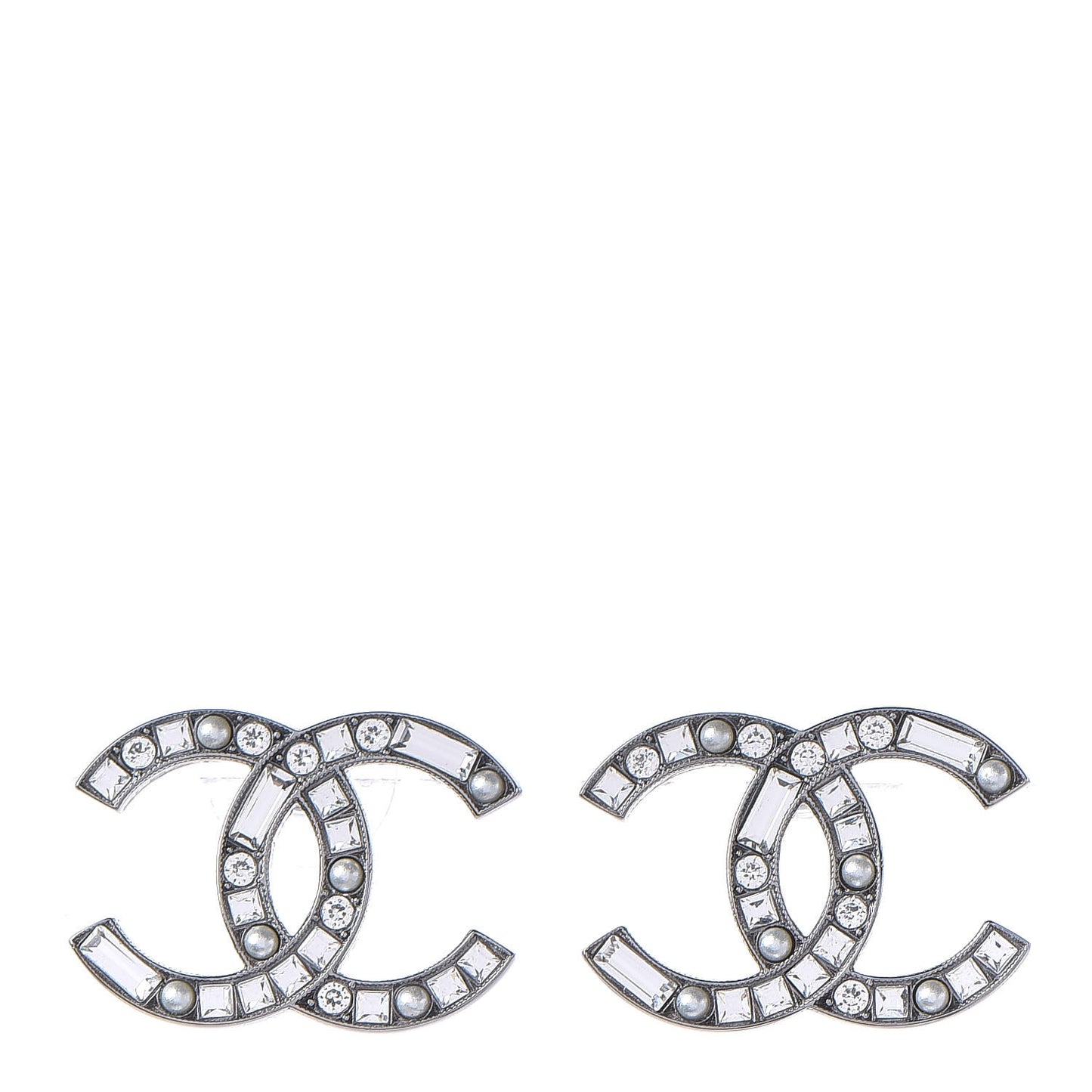 Baguette Crystal Pearl CC Bright Young Things Earrings Ruthenium