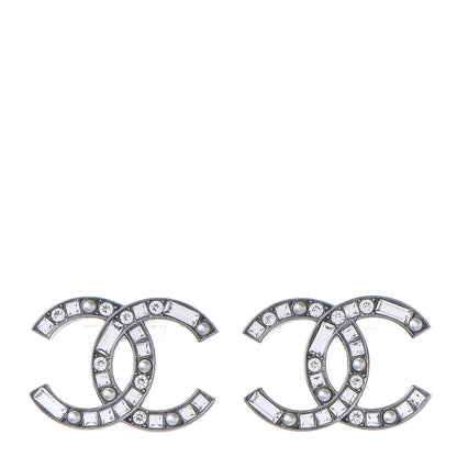 Chanel Baguette Crystal Pearl CC Bright Young Things Earrings Ruthenium 1 of 3