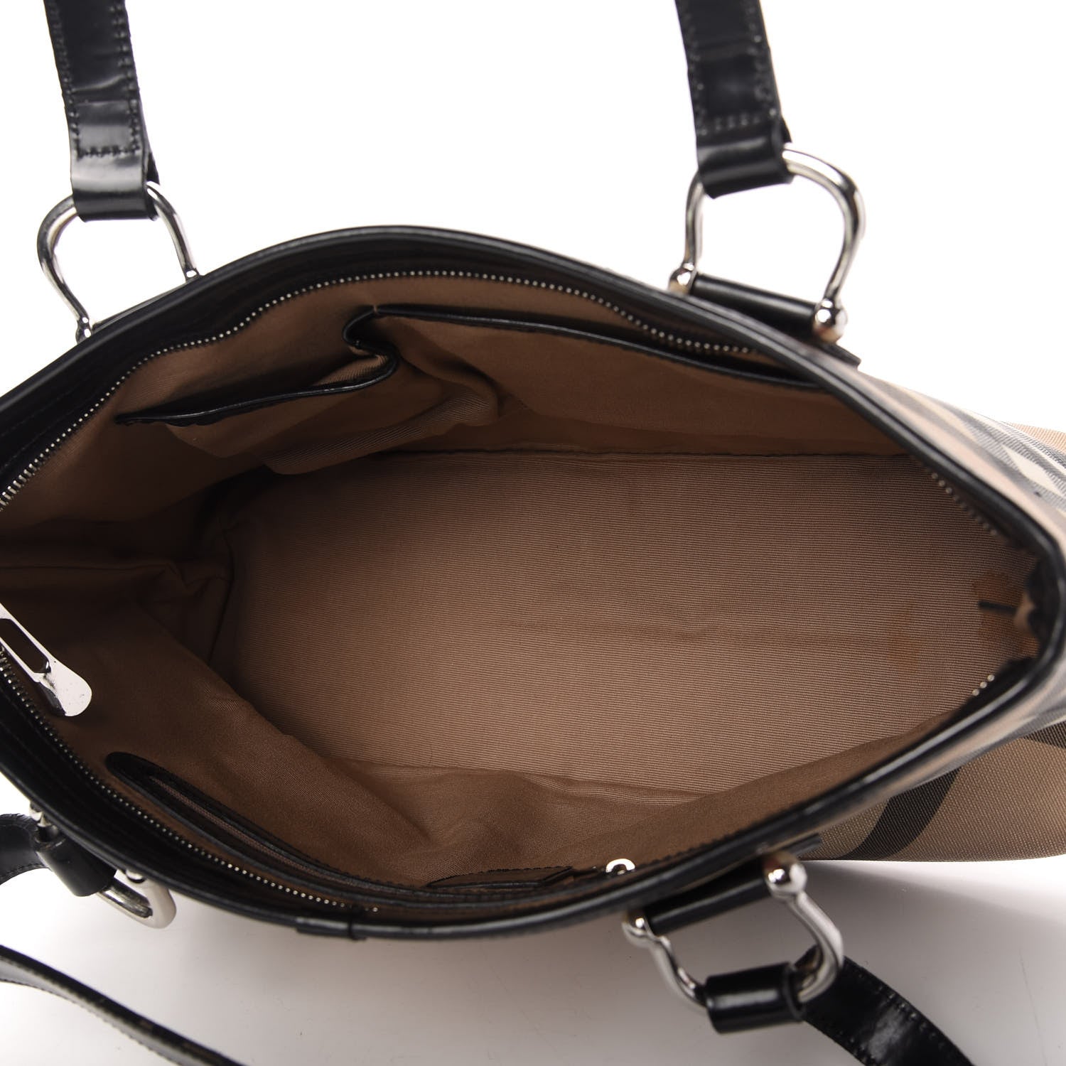 Burberry Patent Trim Nova Check Shopper Tote Black 5 of 17