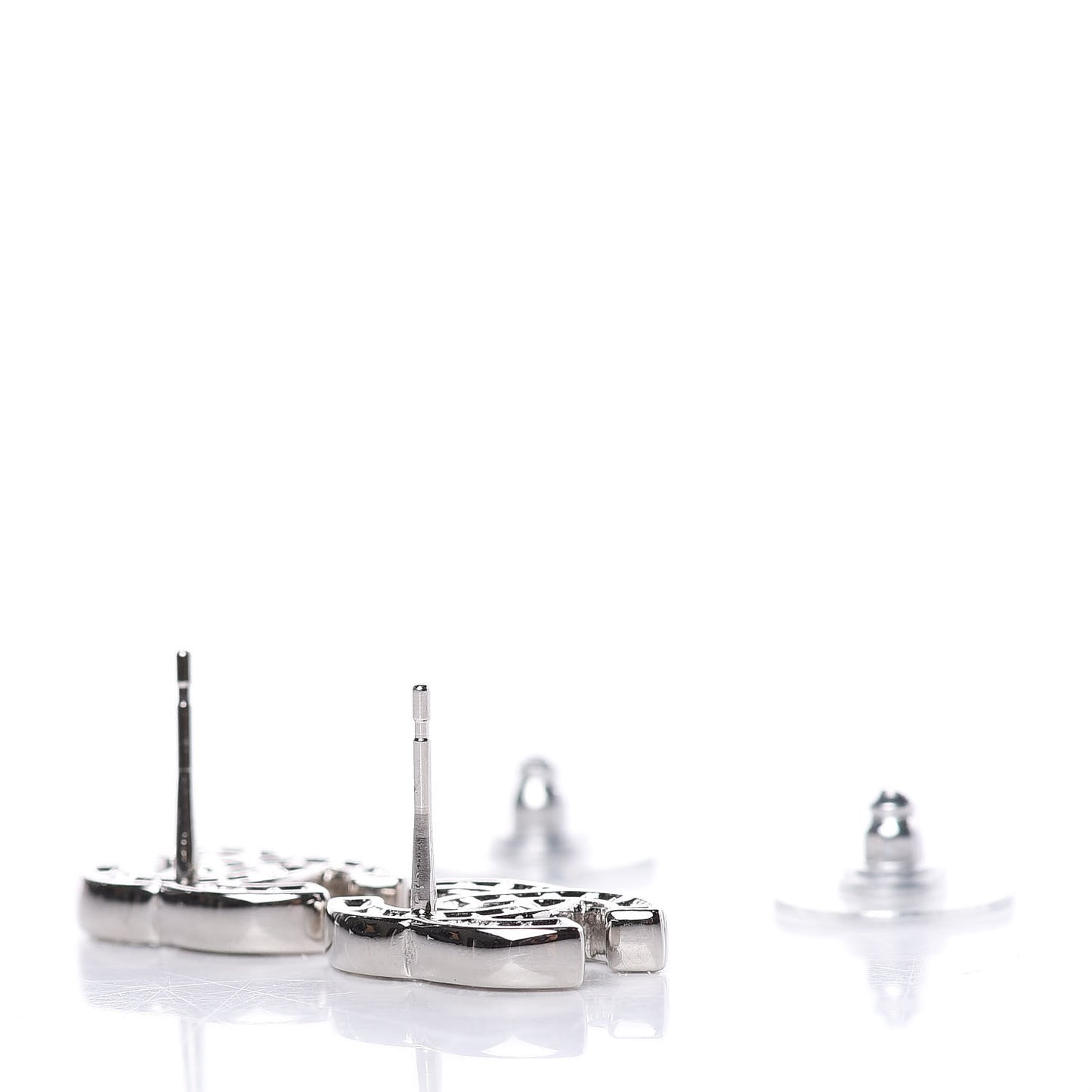 Baguette Crystal CC Earrings Grey Silver