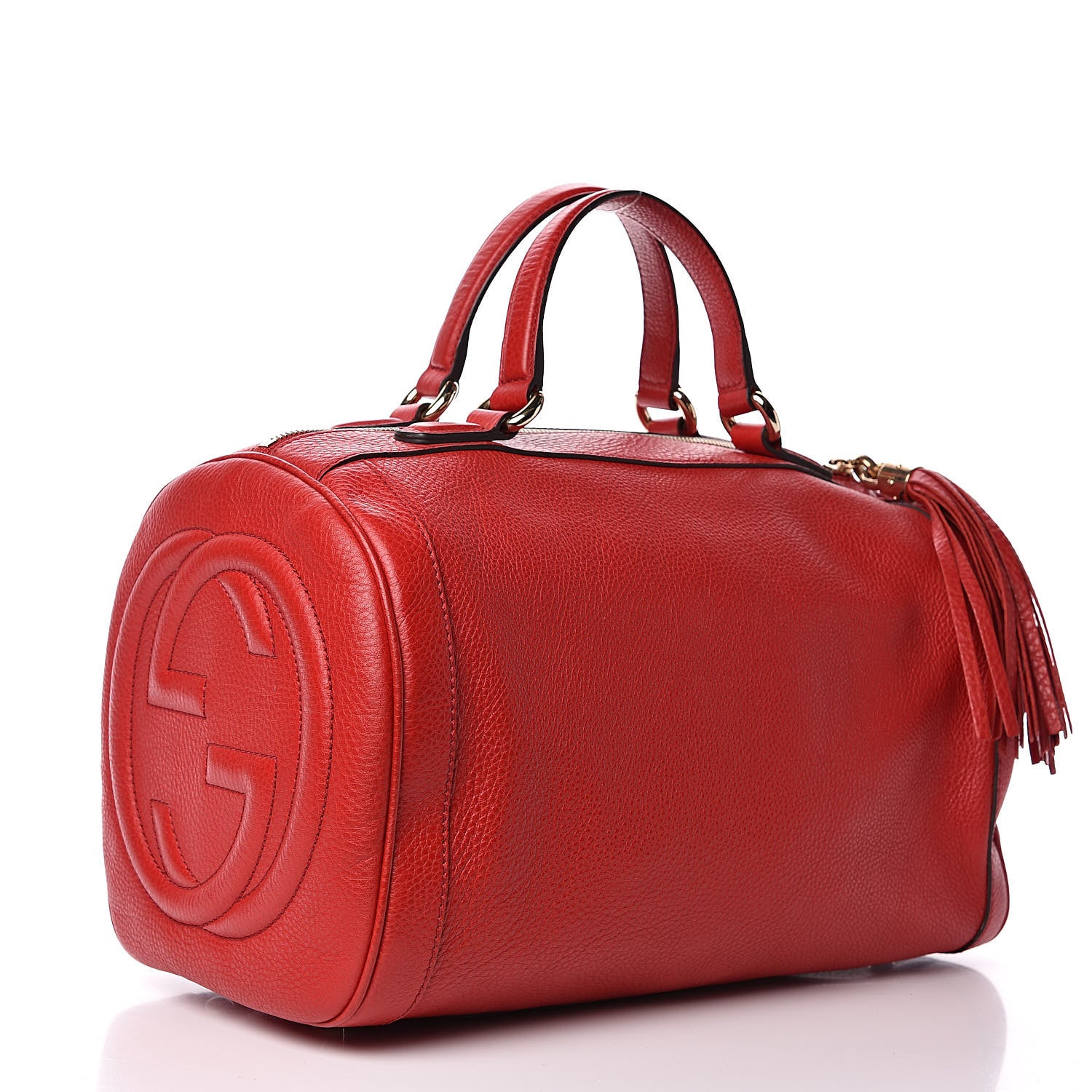 Gucci Pebbled Calfskin Medium Soho Boston Red 3 of 11