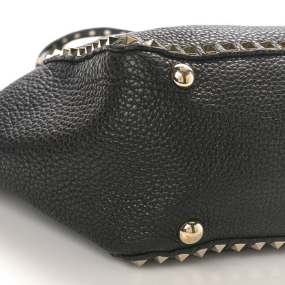 Valentino Garavani Pebbled Calfskin Medium Rockstud Tote Black 8 of 15