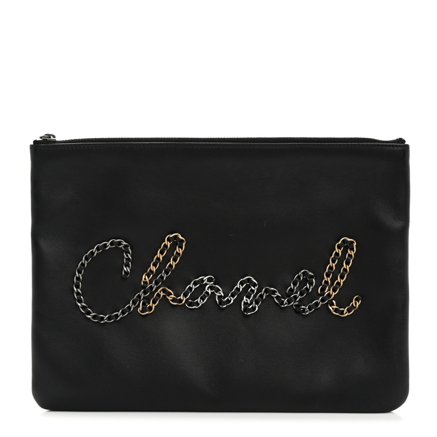 Chanel Calfskin Chain 20s Signe Medium Cosmetic Case Black 1 of 7